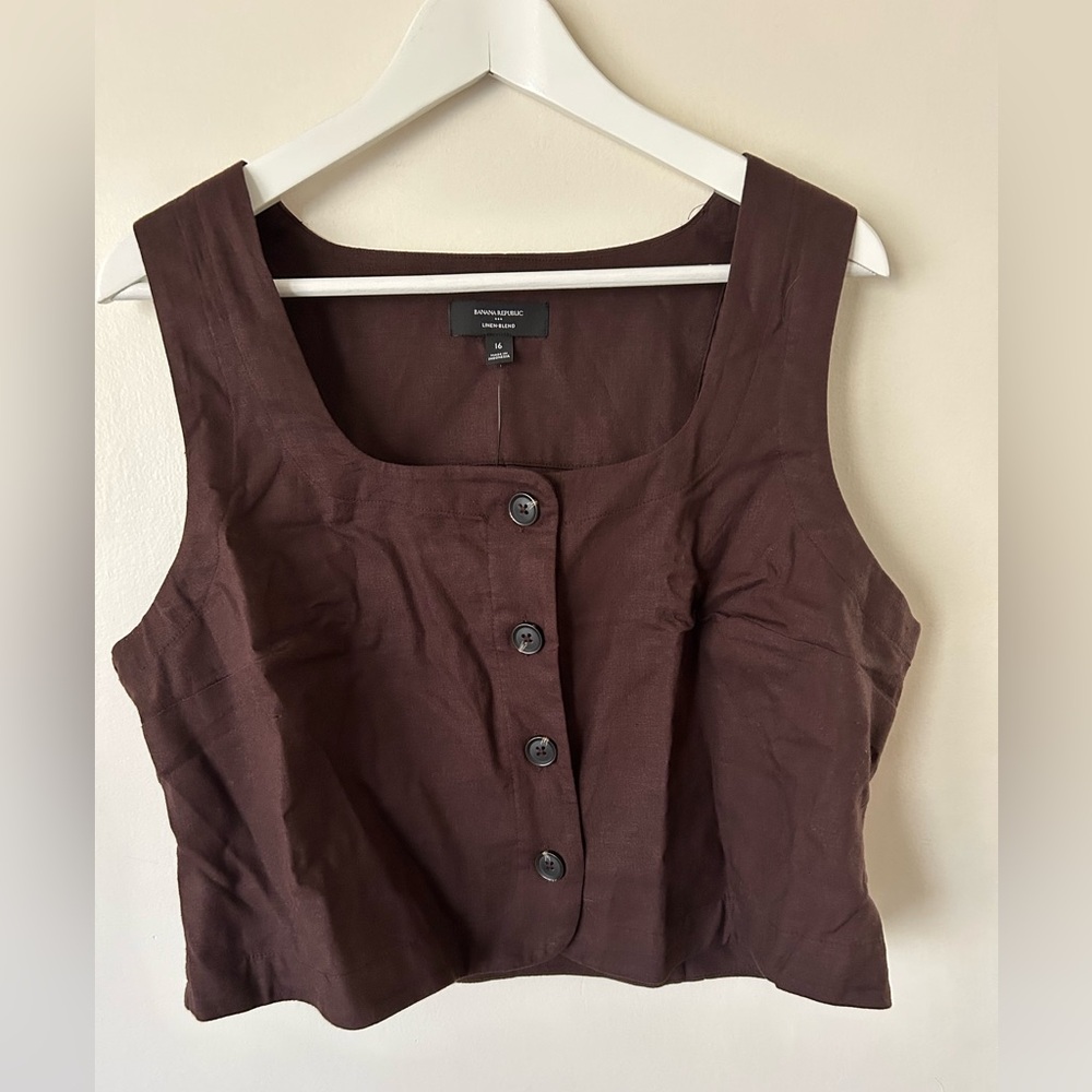 Banana republic factory Brown Button-Up Tank Top